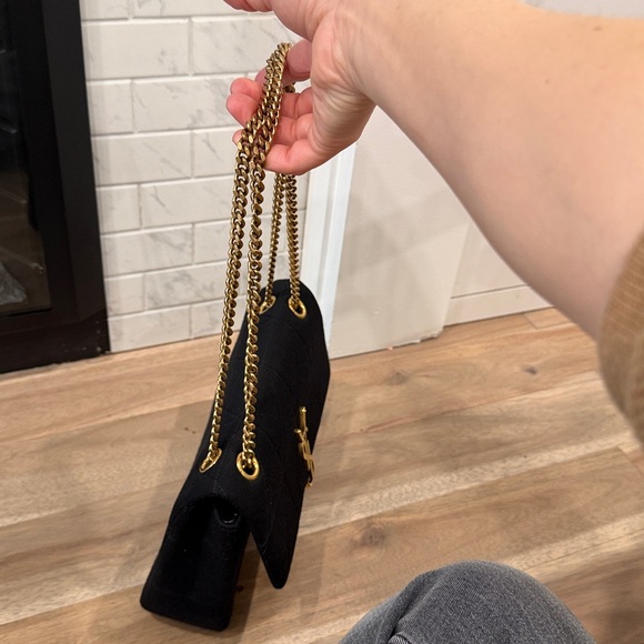 Yves Saint Laurent Jamie Jersey Black Quilted Shoulder Bag with Gold Chain - Picture 6 of 17